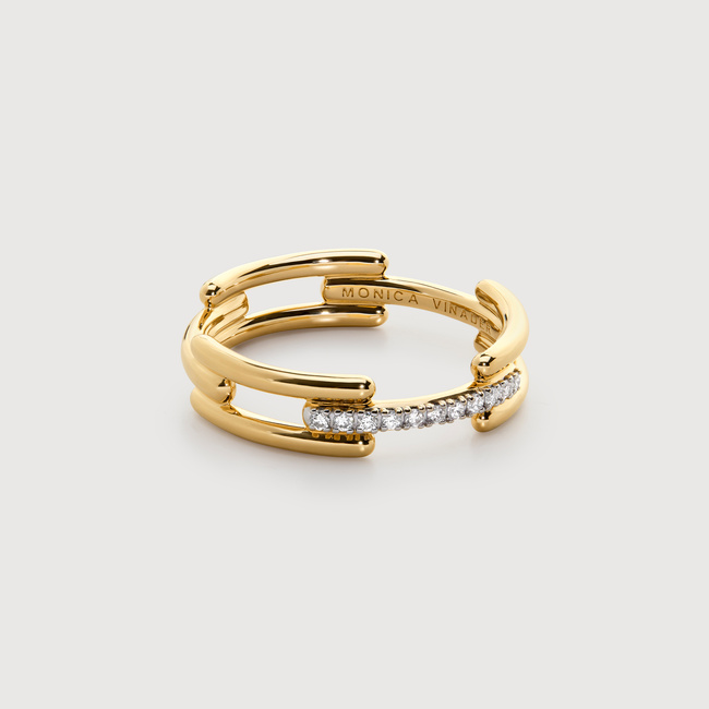 ラッキーMonica Vinader ルビーリング Signature Link Diamond Ring in 18k Gold Vermeil on Sterling Silver