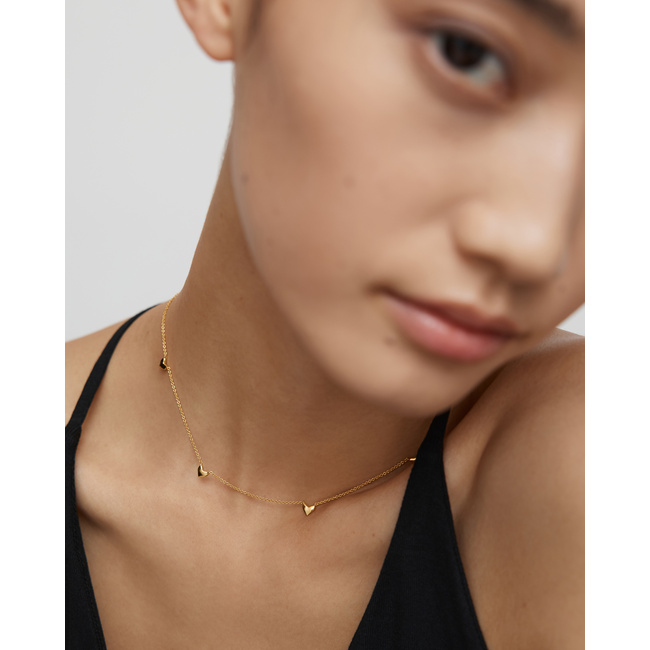 Heart Station Chain Necklace in 18k Gold Vermeil on Sterling