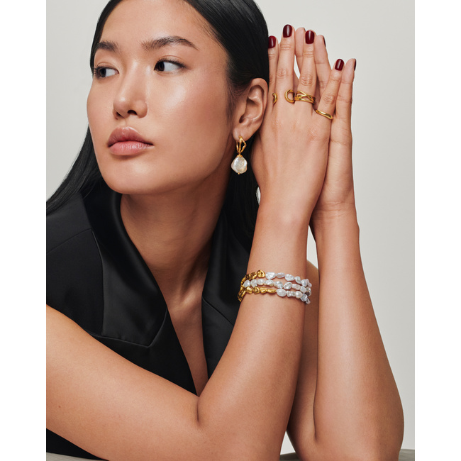 Keshi Pearl Large Hoop Earrings in 18k Gold Vermeil on Sterling 