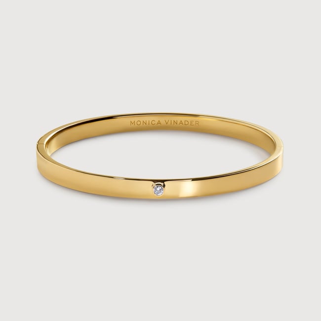 Gold Vermeil Solitaire Diamond Bangle 1.6mm - Lab Grown Diamond
