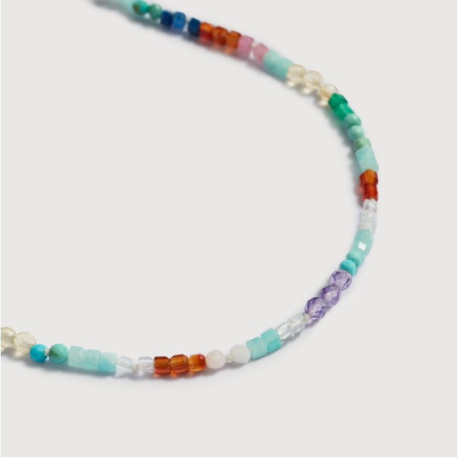 Freedom Mini Multi Gemstone Beaded Necklace in 18k Gold Vermeil on