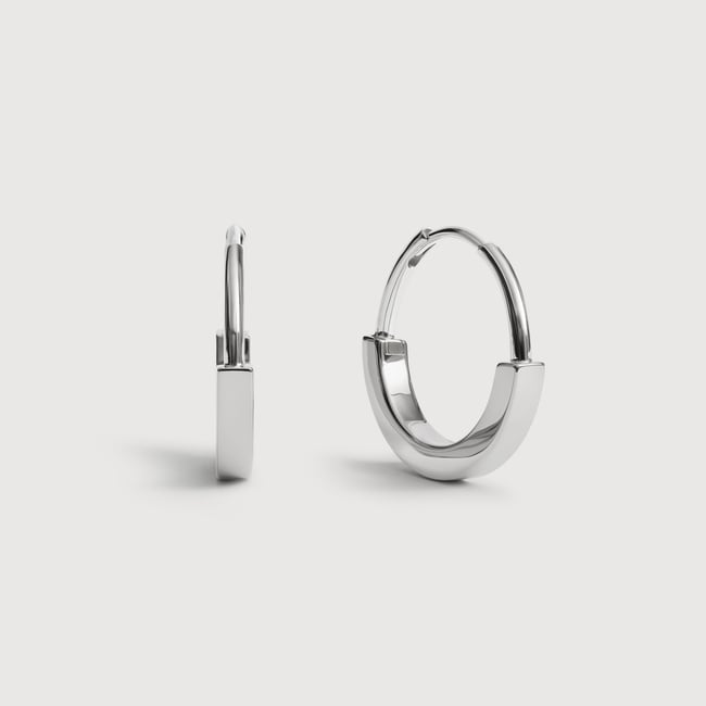 Sterling Silver MV Linear Small Hoop Earrings
