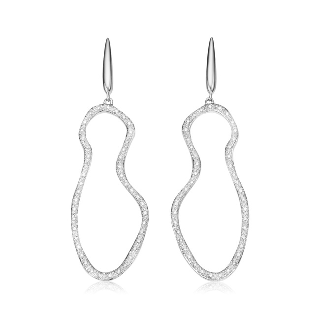 Riva Pod Cocktail Earrings in Sterling Silver and Diamond