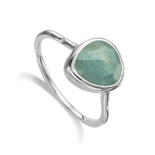 Siren Stacking Ring in Sterling Silver with Aquamarine Jewellery by