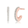 Boucles D'oreilles Monica Vinader Fiji Small Skinny Hoop Avec Diamants - Vermeil Or Rose 18 Carats, Neuves