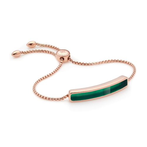 Baja Bracelet In 18ct Rose Gold Vermeil On Sterling Silver With Rose Gold Vermeil Baja Bracelet Green Onyx Monica Vinader