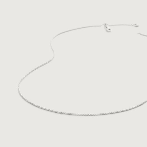 Sterling Silver Fine Oval Box Chain Necklace adjustable 46cm/18" - Monica Vinader
