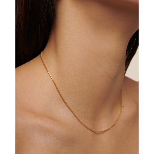 Alternate view of Gold Vermeil Round Thin Snake Chain Necklace - Monica Vinader