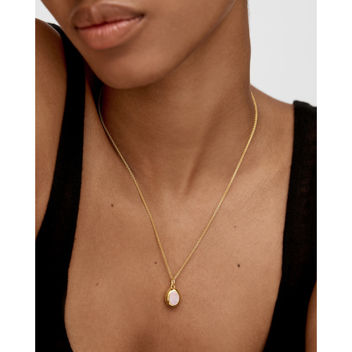 Alternate view of Gold Vermeil October Birthstone Locket - Rose Quartz - Monica Vinader