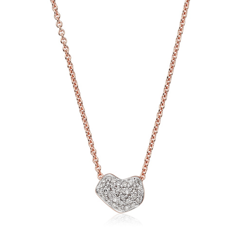 Rose Gold Vermeil Nura Mini Heart Necklace - Diamond - Monica Vinader