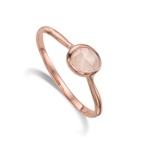 Rose Gold Siren Small Stacking Ring - Rose Quartz