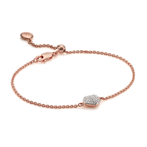 Rose Gold Vermeil Nura Mini Heart Bracelet - Diamond - Monica Vinader