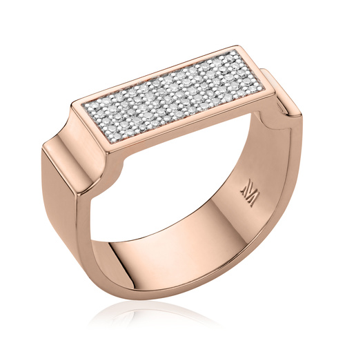 Rose Gold Vermeil Signature Wide Diamond Ring - Diamond - Monica Vinader