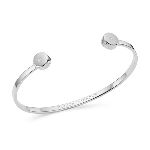 Linear Solo Diamond Cuff - Monica Vinader Linear Solo Diamond Pendant Necklace Silver