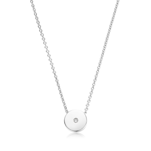 Linear Solo Diamond Necklace - Monica Vinader Linear Solo Diamond Pendant Necklace Silver