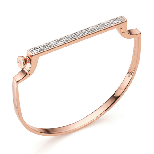 Signature Thin Bangle 18ct Rose Gold Monica Vinader Rose Gold Vermeil Signature Thin Diamond Bangle Monica Vinader