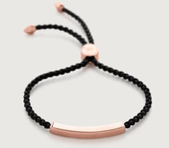 Rose Gold Vermeil Linear Friendship Bracelet - Black - Monica Vinader