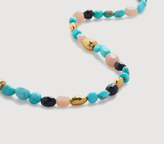 Gold Vermeil Rio Multi Gemstone Beaded Necklace Adjustable 41-46cm/16-18' - Turquoise - Monica Vinader