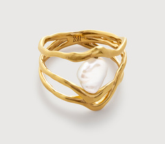 Gold Vermeil Amy Powney Keshi Pearl Wrap Ring - Pearl - Monica Vinader
