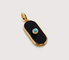 Gold Vermeil Gemstone Tablet Pendant Charm - Black Onyx - Monica Vinader