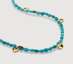 Gold Vermeil Rio Mini Gemstone Beaded Station Necklace Adjustable 41-46cm/16-18’ - Turquoise - Monica Vinader