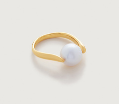 Gold Vermeil Nura Round Pearl Ring - Pearl - Monica Vinader