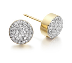 Gold Vermeil Fiji Button Stud Earrings - Diamond - Monica Vinader
