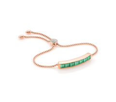 Rose Gold Vermeil Baja Precious Bracelet - Emerald & Diamond