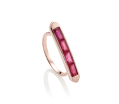 Rose Gold Vermeil Baja Precious Skinny Ring - Ruby