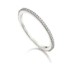 Diamond silver skinny eternity ring left angled view