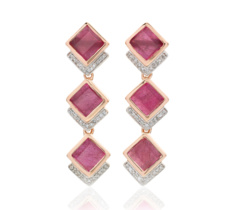 Rose Gold Vermeil Baja Precious Cocktail Earrings - Ruby & Diamond
