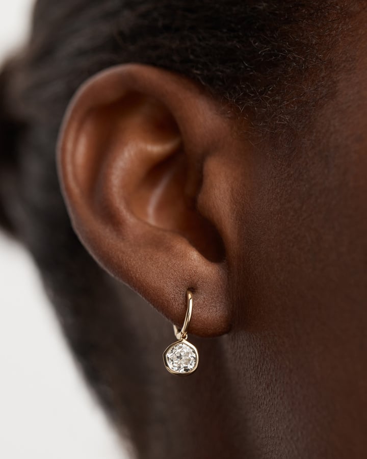 Gold Siren Solitaire Diamond Earrings 1ct - Lab Grown Diamond - Monica Vinader