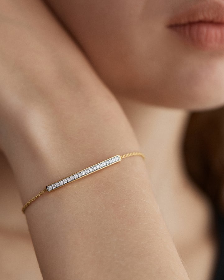 Gold Vermeil Linear Pavé Diamond Friendship Bracelet - Lab Grown Diamond - Monica Vinader