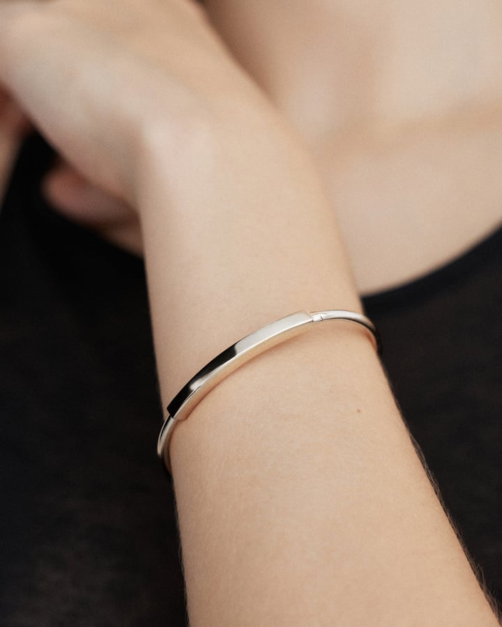 Sterling Silver Linear Bangle - Monica Vinader